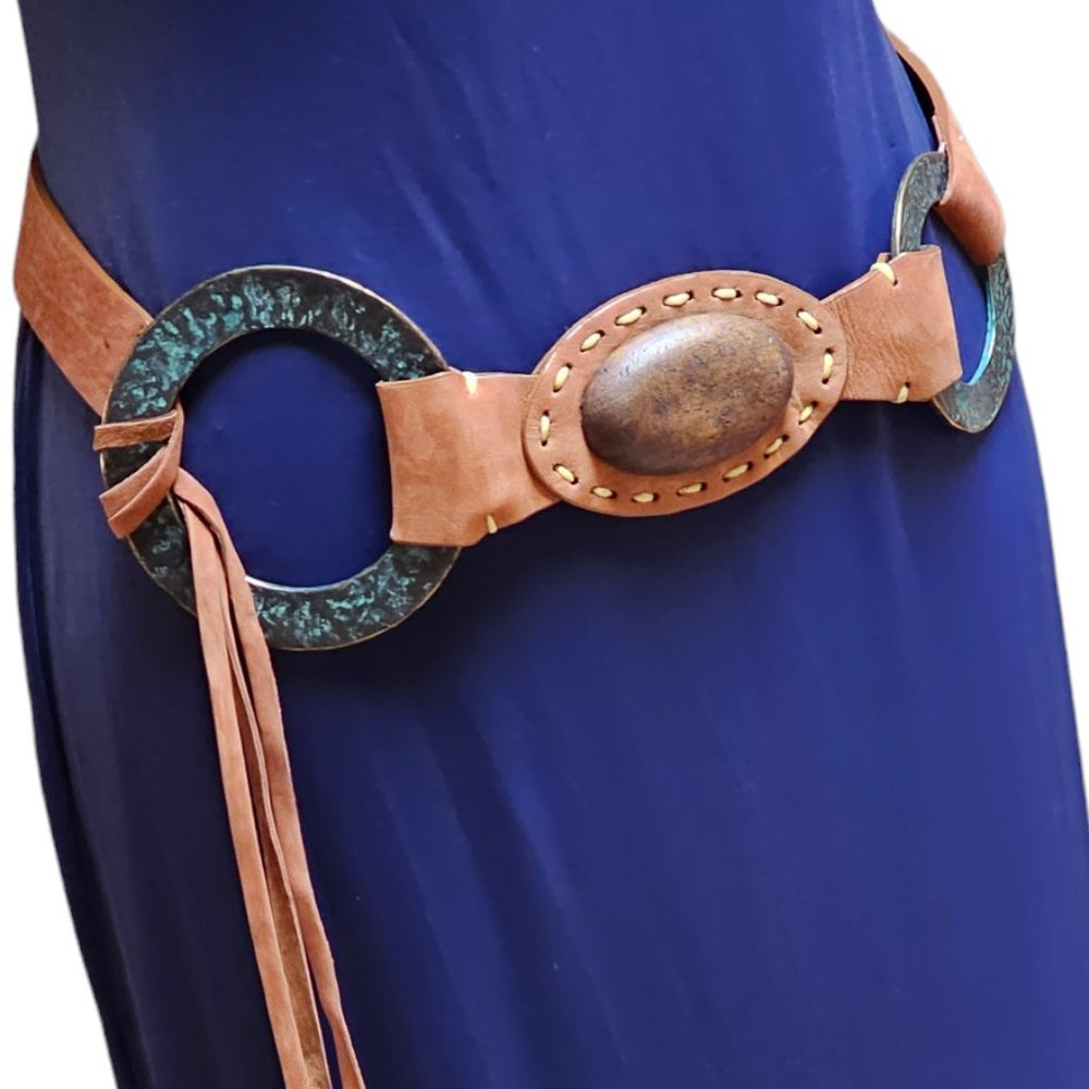 Streets Ahead Patina Fringe Western Belt for Neiman Marcus Accessory Pre-loved